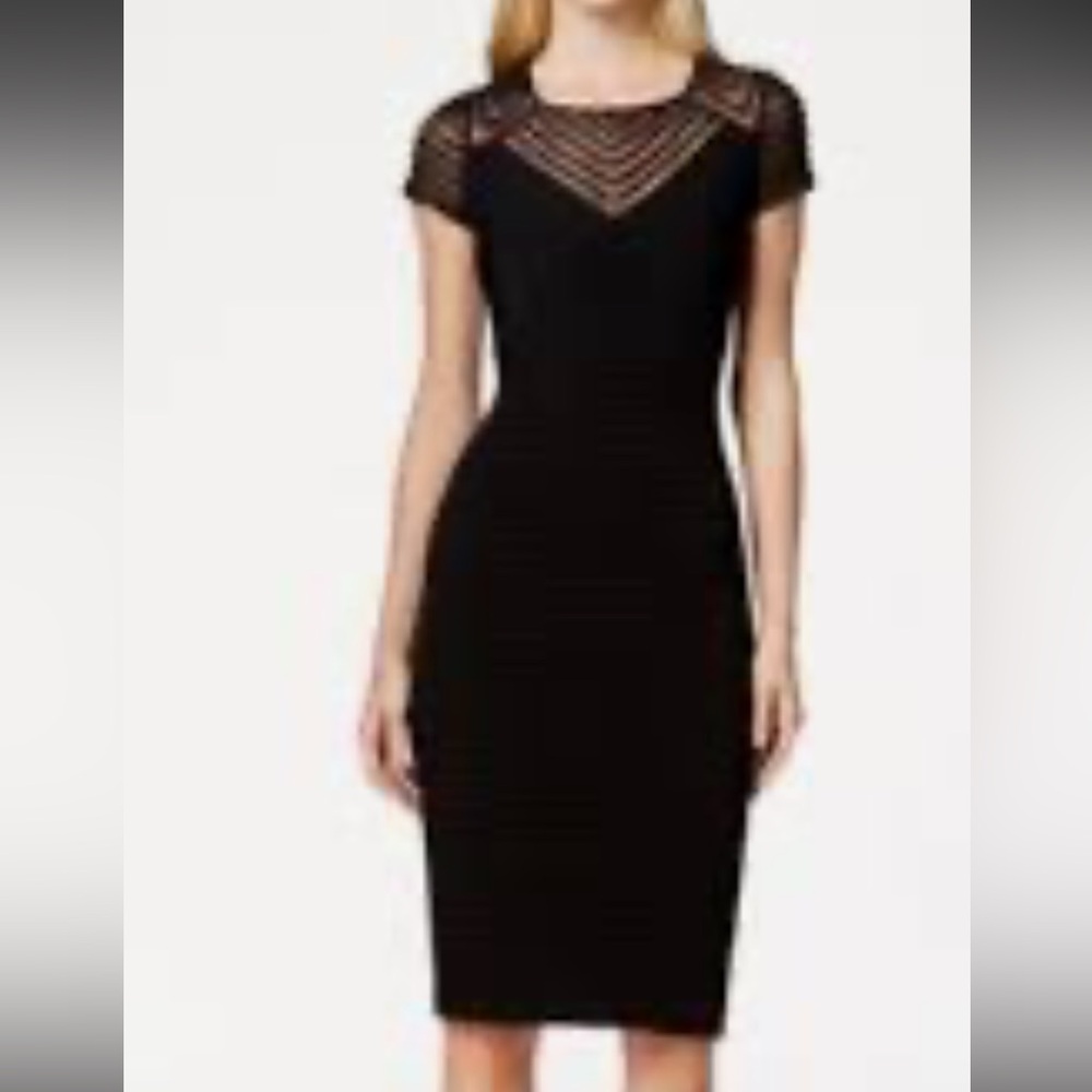 Calvin Klein Black Midi Dress with Lace Detail